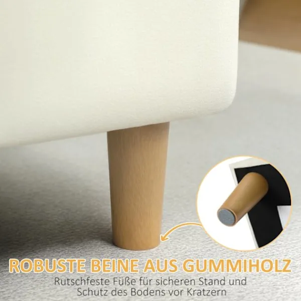 Northio Sittpuffar>Förvaringsottoman med mjukt tyg, träben, krämvit
