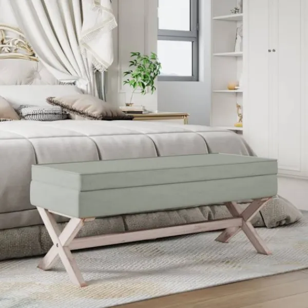 vidaXL Pallar>Förvaringspall ljusgrå 110x45x49 cm sammet