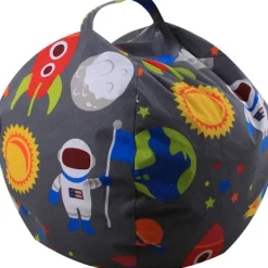 Sittsäckar>Förvaringssäck för gosedjur, sittpufföverdrag för barn (Ingen fyllning) 96 cm, Astronaut