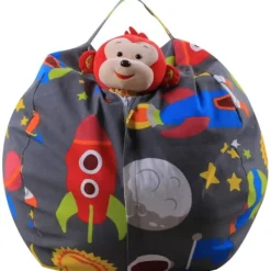 Sittsäckar>Förvaringssäck för gosedjur, sittpufföverdrag för barn (Ingen fyllning) 96 cm, Astronaut