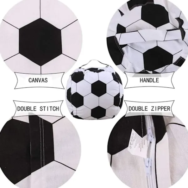 Sittsäckar>Förvaringssäck för gosedjur, sittsäcköverdrag för barn (ej fyllning) 81 cm, Fotboll