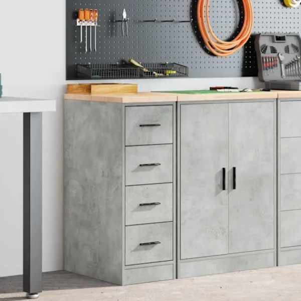 vidaXL Byråer>Förvaringsskåp för garage Betonggrå 30x51x85cm massivt trä furu