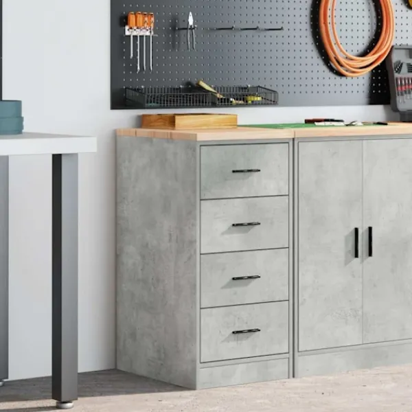 vidaXL Byråer>Förvaringsskåp för garage Betonggrå 40x51x85cm massivt trä furu