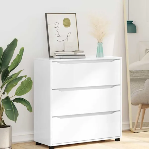 vidaXL Byråer>Förvaringsskåp Högblanka vita 80 x 31 x 81 cm Konstruerat trä
