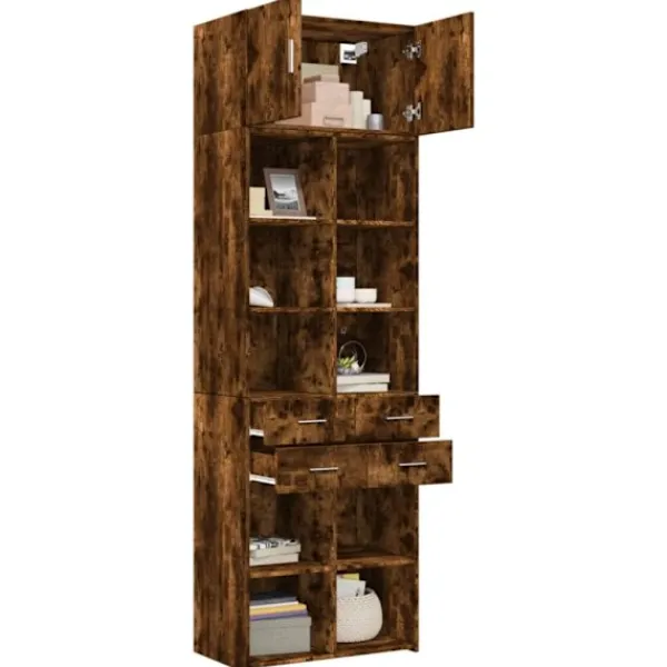 vidaXL Skåp>Förvaringsskåp rökfärgad ek 70x42,5x225 cm konstruerat trä