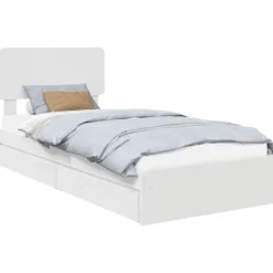 vidaXL Sängar>Förvaringssäng med huvudgavel Vit 90 x 190 cm Konstruerat trä