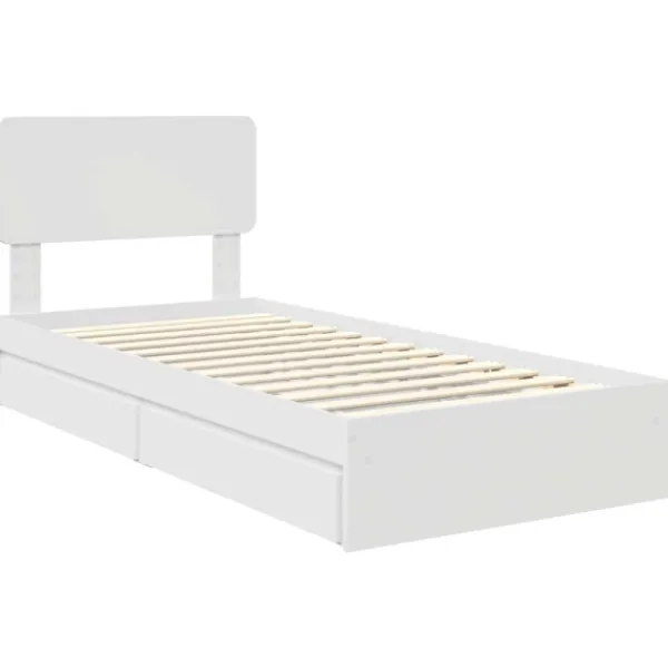 vidaXL Sängar>Förvaringssäng med huvudgavel Vit 90 x 190 cm Konstruerat trä