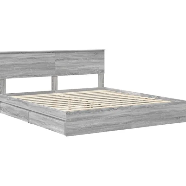 vidaXL Sängar>Förvaringssäng med låda Grå Sonoma 200 x 200 cm Konstruerat trä