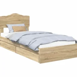 vidaXL Sängar>Förvaringssäng med låda Sonoma-ek 90 x 200 cm Konstruerat trä