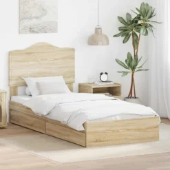 vidaXL Sängar>Förvaringssäng med låda Sonoma-ek 100 x 200 cm Konstruerat trä