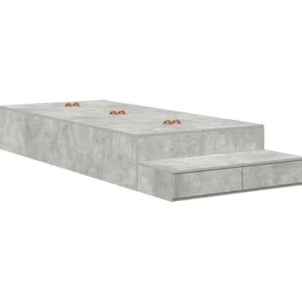 vidaXL Sängar>Förvaringssängram med låda Betonggrå 90 cm Konstruerat trä