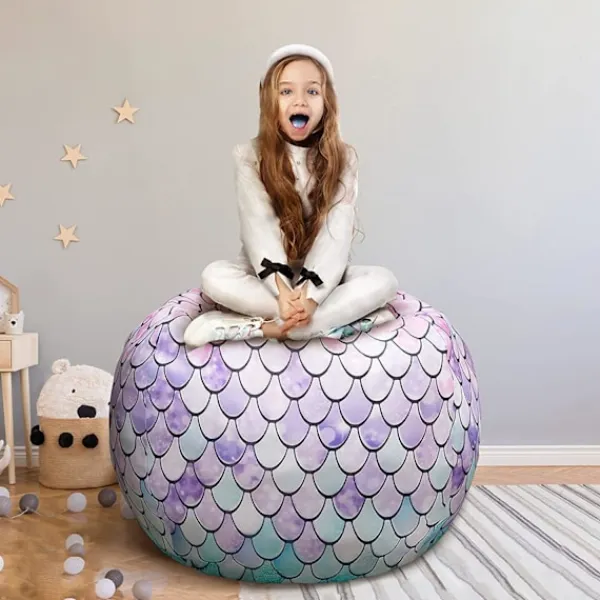 Sittpuffar>Förvaringsöverdrag för gosedjur till barnstol (utan fyllning) 96 cm, Lila