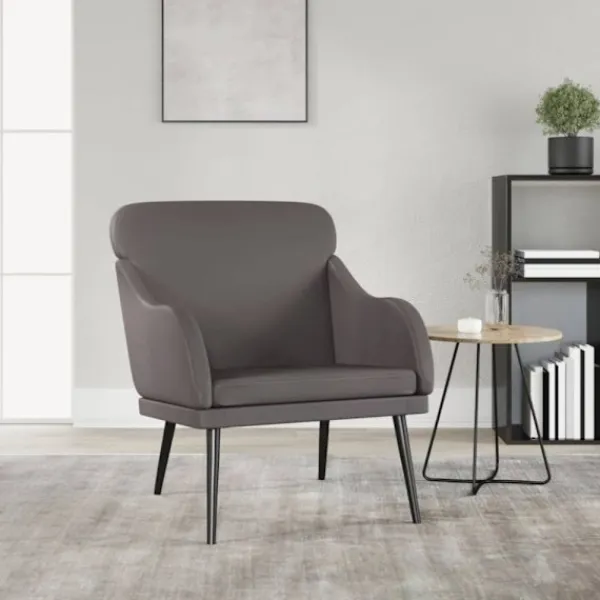 vidaXL Fåtöljer>Fåtölj grå 63x76x80 cm konstläder