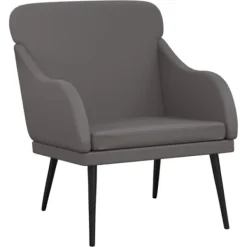 vidaXL Fåtöljer>Fåtölj grå 63x76x80 cm konstläder