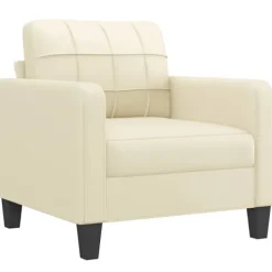 vidaXL Fåtöljer>Fåtölj Gräddvit 60 cm konstläder