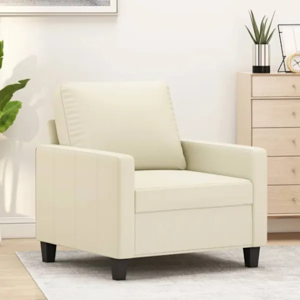 vidaXL Fåtöljer>Fåtölj Gräddvit 60 cm konstläder