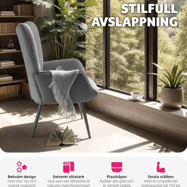 tectake Fåtöljer>Fåtölj Hygge, ergonomisk, belastningskapacitet 150 kg