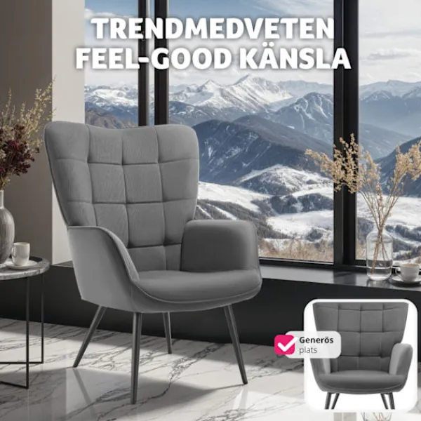 tectake Fåtöljer>Fåtölj Hygge, ergonomisk, belastningskapacitet 150 kg