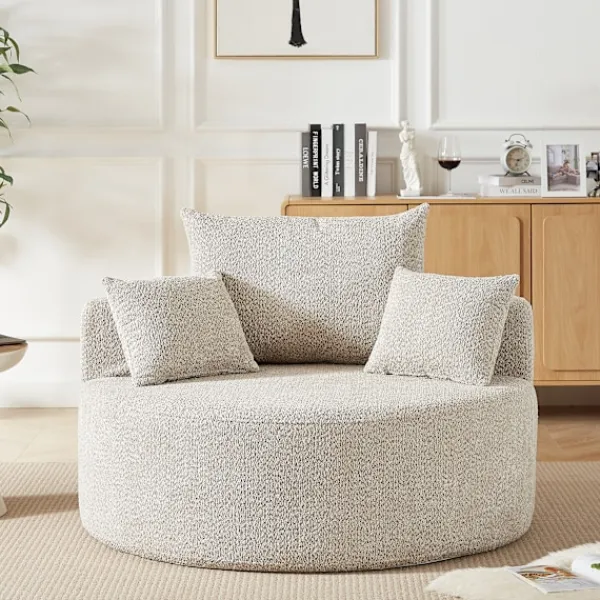 Fåtöljer>Fåtölj i skum och chenille, khaki, för en person, ingen montering krävs, modern och mjuk loungestol för vardagsrum, sovrum, lounge och showroom | Fyndiq