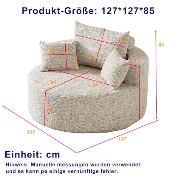 Fåtöljer>Fåtölj i skum och chenille, khaki, för en person, ingen montering krävs, modern och mjuk loungestol för vardagsrum, sovrum, lounge och showroom | Fyndiq