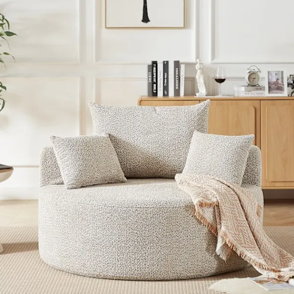 Fåtöljer>Fåtölj i skum och chenille, khaki, för en person, ingen montering krävs, modern och mjuk loungestol för vardagsrum, sovrum, lounge och showroom | Fyndiq