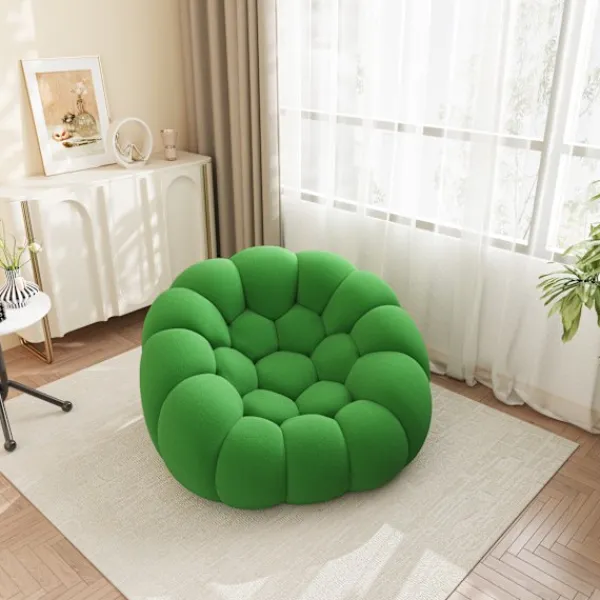 Sittpuffar>Fåtölj Lazy Oversize, Modern grön golvsoffa i 3D Honeycomb Mesh-tyg, ingen montering krävs, för vardagsrum och kontor