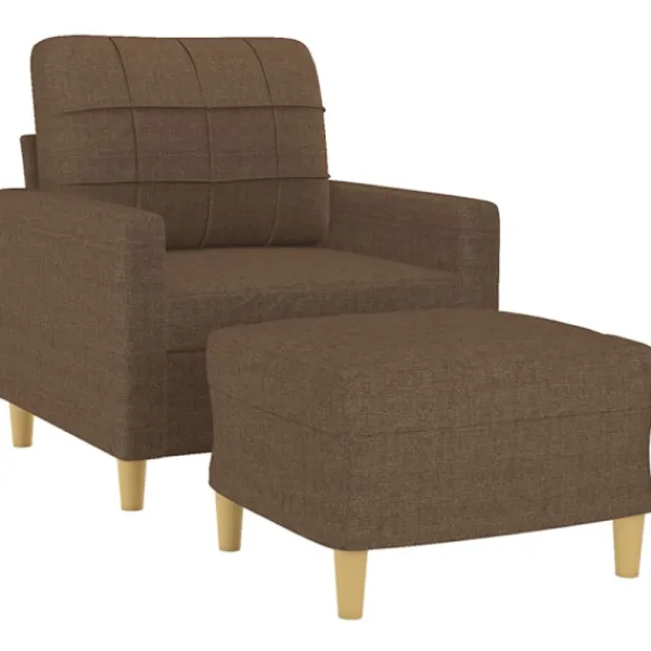 vidaXL Fåtöljer>Fåtölj med fotpall Brun 60 cm tyg