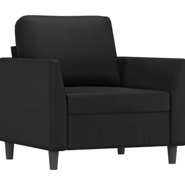 vidaXL Fåtöljer>Fåtölj med fotpall svart 60 cm konstläder