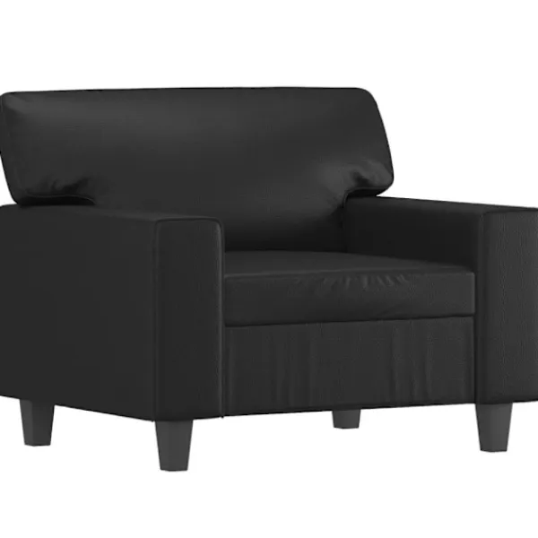 vidaXL Fåtöljer>Fåtölj med fotpall svart 60 cm konstläder