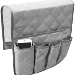Fåtöljer>Fåtölj TV Fjärrkontrollhållare, Tillverkad av Non-Woven Tyg, 5 Fickor Fåtöljficka För Smartphone, Böcker, Tidskrifter, Ipad (Grå)