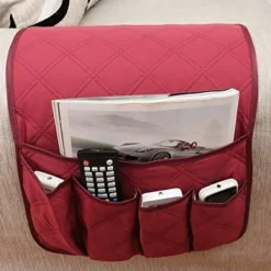 Fåtöljer>Fåtölj TV Fjärrkontrollhållare, Tillverkad av Non-Woven Tyg, 5 Fickor Fåtöljficka För Smartphone, Böcker, Tidskrifter, Ipad (Grå)