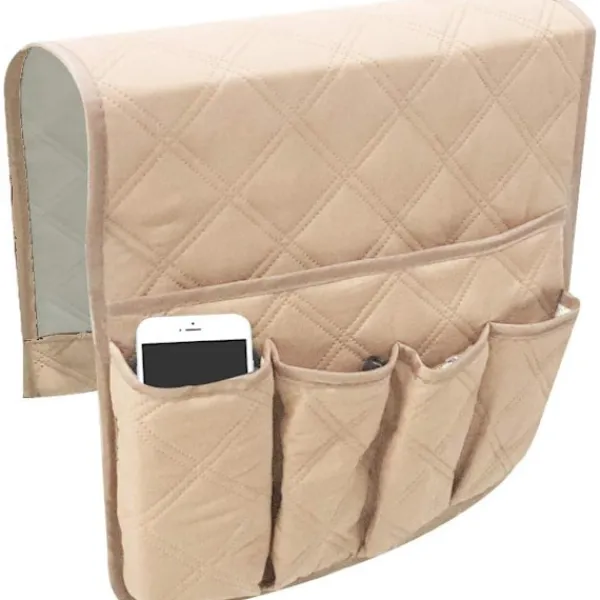 Fåtöljer>Fåtölj TV Fjärrkontrollhållare, Tillverkad av Non-Woven Tyg, 5 Fickor Fåtöljficka För Smartphone, Böcker, Tidskrifter, Ipad