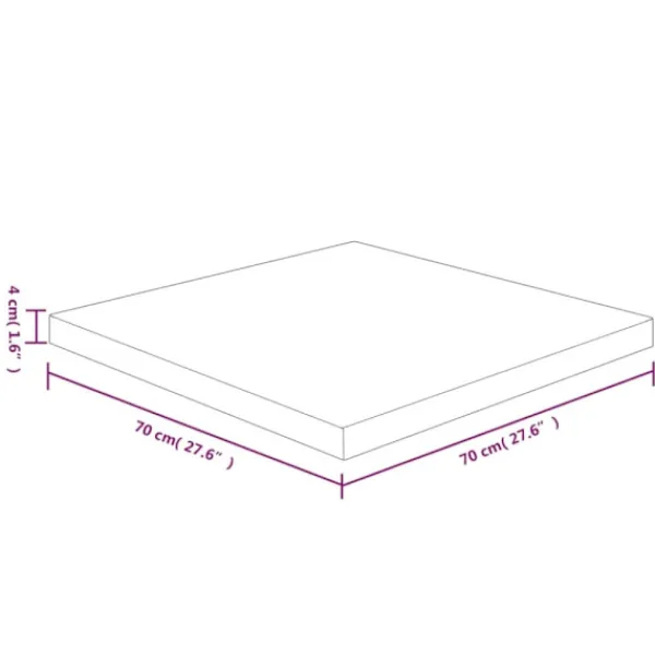 vidaXL Matbord>Fyrkantig bordsskiva ljusbrun 70 x 70 x 4cm behandlad massiv ek
