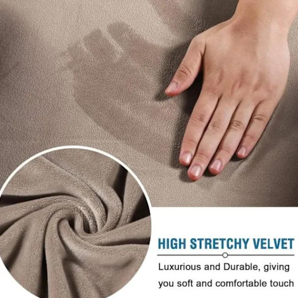 Sittpuffar>Fyrkantig fotpallsskydd Fyrkantig fotpallsskydd Förvaringsstolsskydd Stretch fotpallsskydd med elastisk botten, äkta sammetsväv, taupe