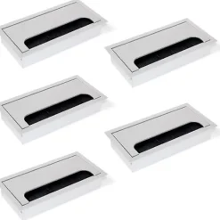 Kontorsmöbler>Fyrkantig kabelgenomföring 160x80mm för infällnad i skrivbord, kabelorganisatör för möbler, matt anodiserad aluminium, set om 5