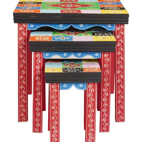 vidaXL Småbord>Fyrkantigt bord 3 pcs Flerfärgsdesign