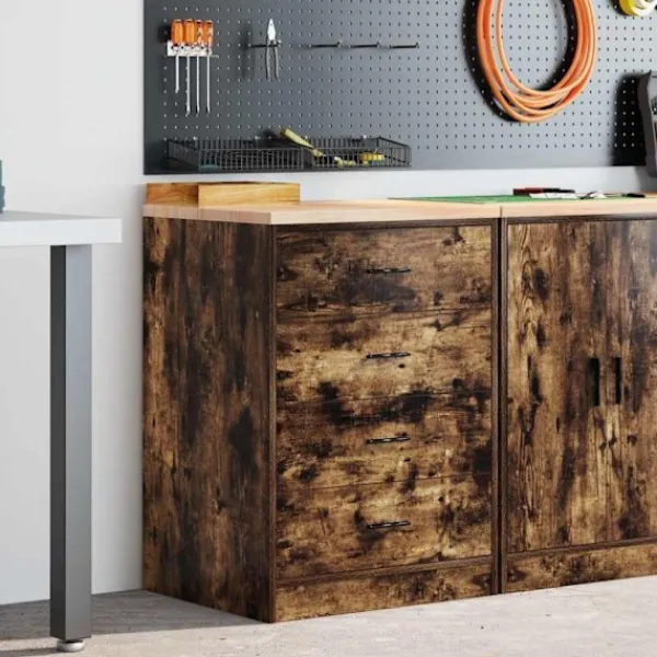 vidaXL Byråer>Garageskåp Sonoma ek 60x51x85 cm massiv trä furu