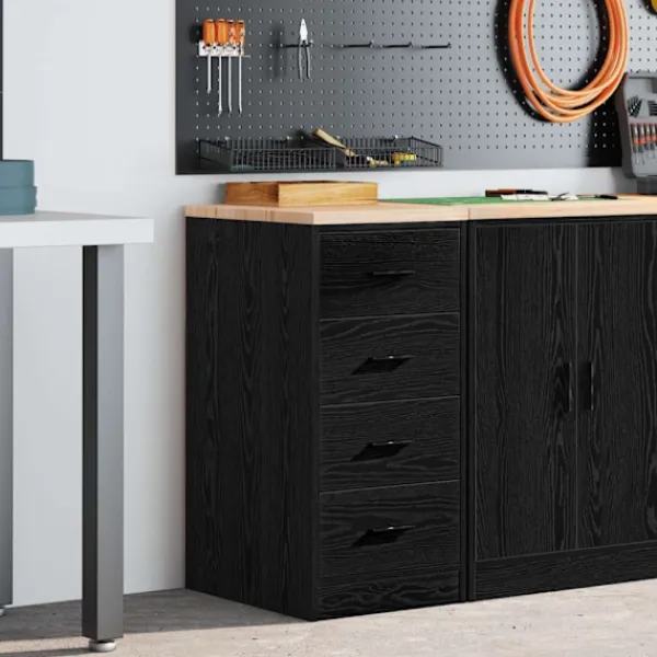 vidaXL Byråer>Garageskåp svart 40x51x85 cm massiv trä furu