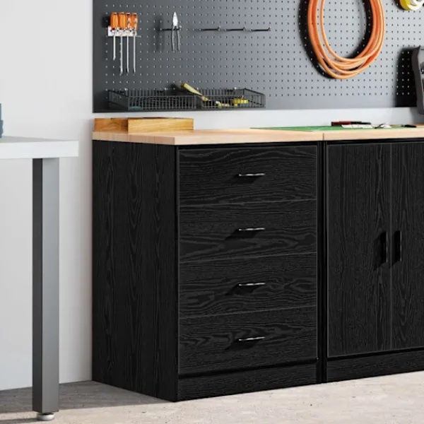 vidaXL Byråer>Garageskåp svart 60x51x85 cm massiv trä furu