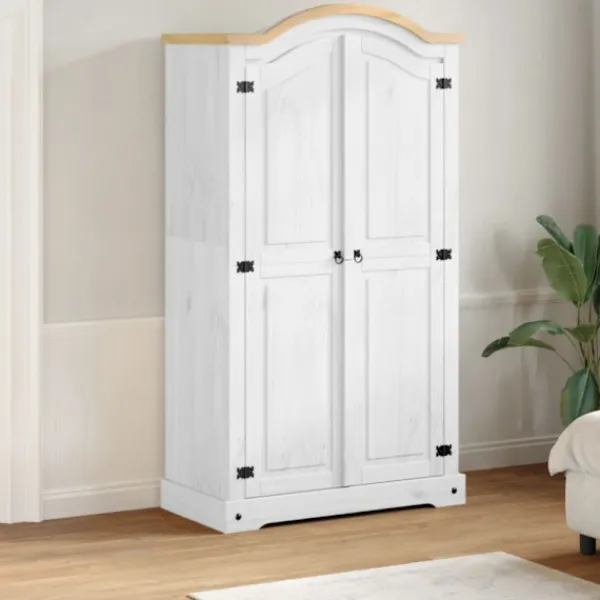 vidaXL Skåp>Garderob Corona vit 102x52x186 cm massiv furu