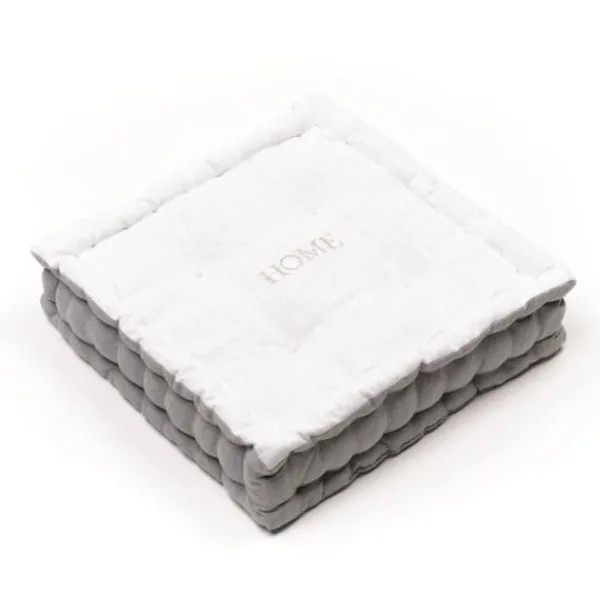TODAY Sittpuffar>Golvkudde - - CHARME - Slub x Chambray x Broderie Capucine - 40 x 40 x 10 cm