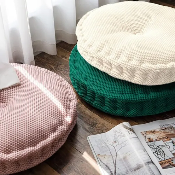 Sittpuffar>Golvkudde, Rund Hängande Tvättbar Mjuk Mesh Sittdyna, Stolsdynor, för Golv, Stol, Soffa, Säng, Kontor 40 * 40cm (Rosa)