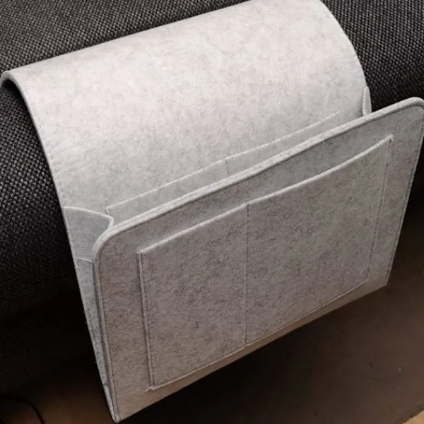 Sängar>Grå soffa sängficka - halkfri filtficka sängbord väska för böcker, tidningar, iPad, mobiltelefon, fjärrkontroll grå, hängande ficka sängförvaring