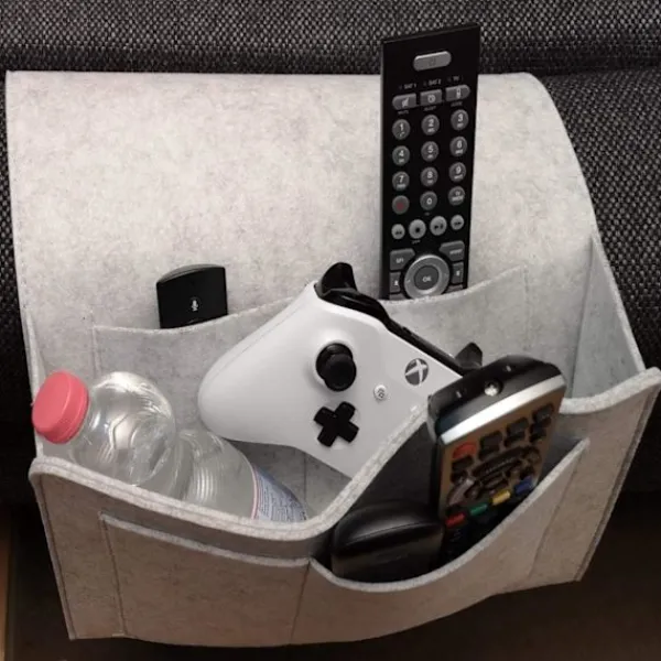 Sängar>Grå soffa sängficka - halkfri filtficka sängbord väska för böcker, tidningar, iPad, mobiltelefon, fjärrkontroll grå, hängande ficka sängförvaring
