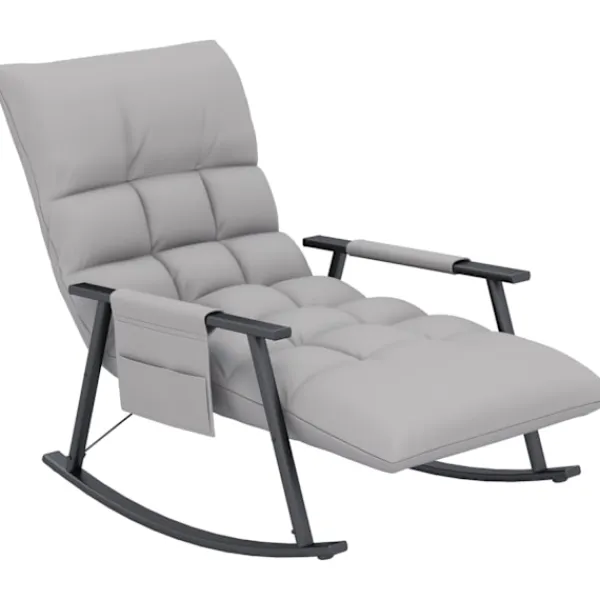 Northio Fåtöljer>Gungstol Relax Stol Fotstöd Gungstol Sidoficka Justerbart Ryggstöd Upp Till 120 Kg Mikrofibergrå