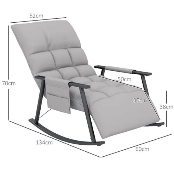 Northio Fåtöljer>Gungstol Relax Stol Fotstöd Gungstol Sidoficka Justerbart Ryggstöd Upp Till 120 Kg Mikrofibergrå
