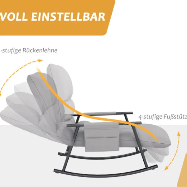 Northio Fåtöljer>Gungstol Relax Stol Fotstöd Gungstol Sidoficka Justerbart Ryggstöd Upp Till 120 Kg Mikrofibergrå