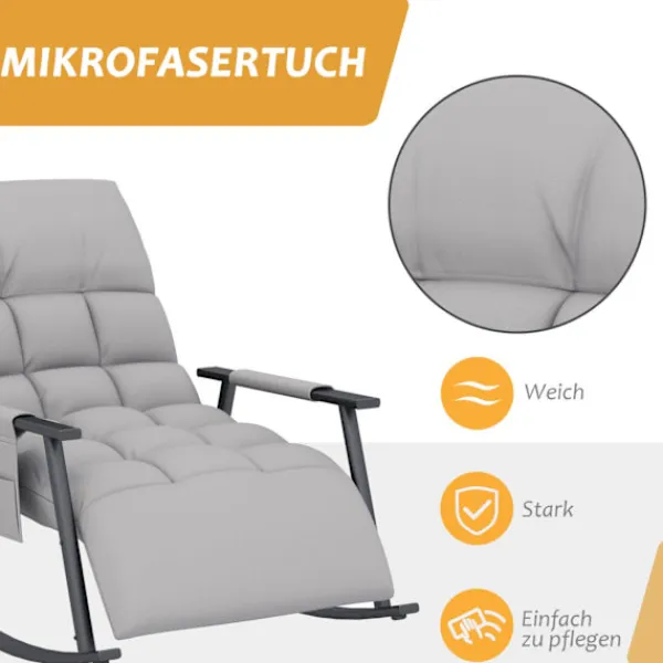 Northio Fåtöljer>Gungstol Relax Stol Fotstöd Gungstol Sidoficka Justerbart Ryggstöd Upp Till 120 Kg Mikrofibergrå