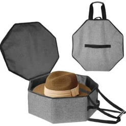 Kistor & Koffertar>Hattförvaringslåda för män och kvinnor, hopfällbar cowboyhatt förvaringsväska med handtag, stor hattbärväska, grå
