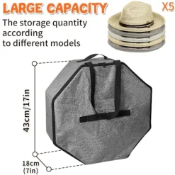 Kistor & Koffertar>Hattförvaringslåda för män och kvinnor, hopfällbar cowboyhatt förvaringsväska med handtag, stor hattbärväska, grå